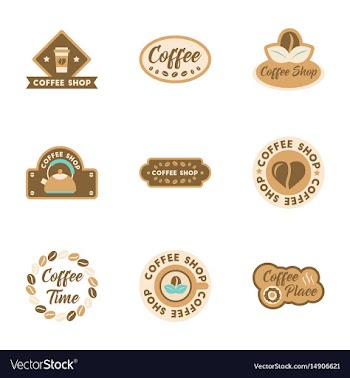 Assembly flat icons coffee shop logo vector image