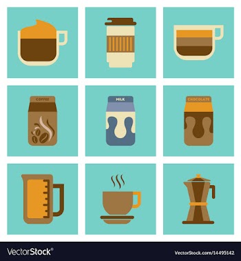 Assembly flat icons coffee vector image