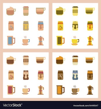 Assembly flat icons coffee vector image