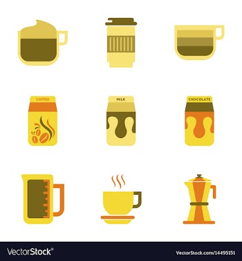 Assembly flat icons coffee vector image