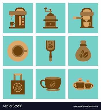 Assembly flat icons coffee vector image