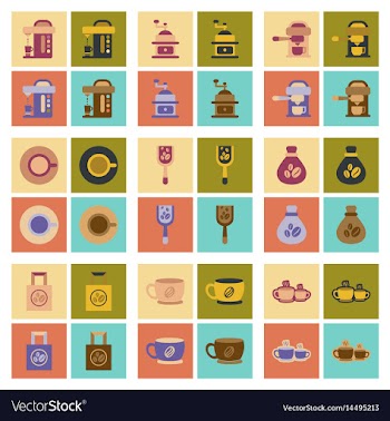 Assembly flat icons coffee vector image