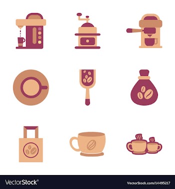 Assembly flat icons coffee vector image