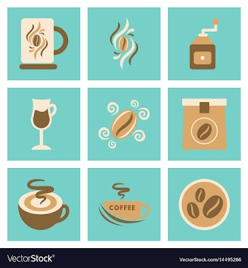 Assembly flat icons coffee vector image