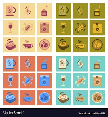 Assembly flat icons coffee vector image
