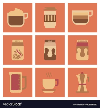 Assembly flat icons coffee vector image