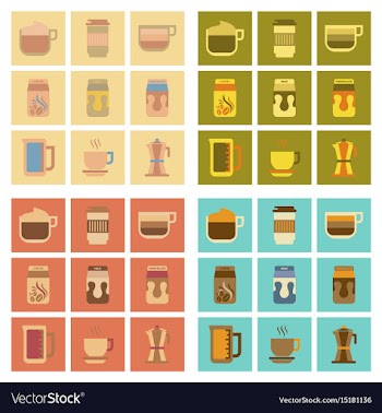 Assembly flat icons coffee vector image