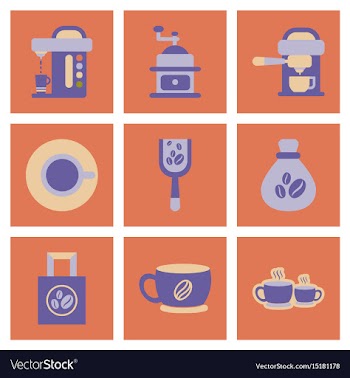 Assembly flat icons coffee vector image