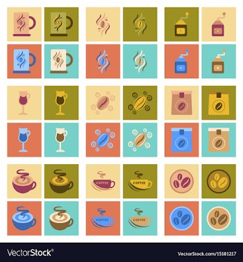Assembly flat icons coffee vector image
