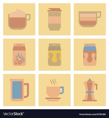 Assembly flat icons coffee vector image