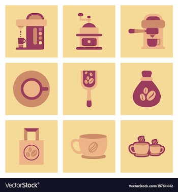 Assembly flat icons coffee vector image