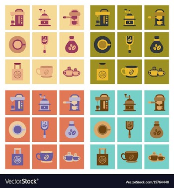 Assembly flat icons coffee vector image