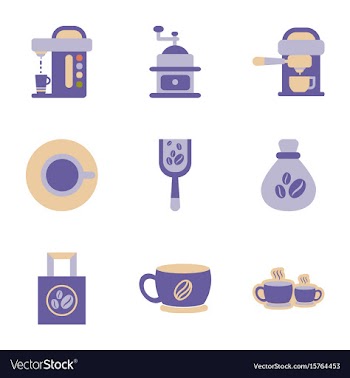 Assembly flat icons coffee vector image