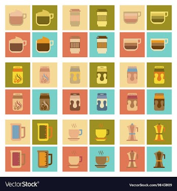 Assembly flat icons coffee vector image