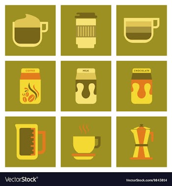 Assembly flat icons coffee vector image