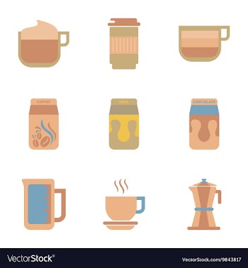 Assembly flat icons coffee vector image