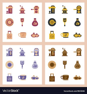 Assembly flat icons coffee vector image