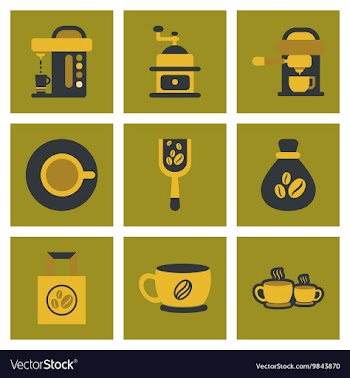 Assembly flat icons coffee vector image