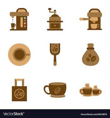 Assembly flat icons coffee vector image