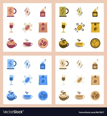 Assembly flat icons coffee vector image