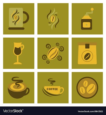 Assembly flat icons coffee vector image