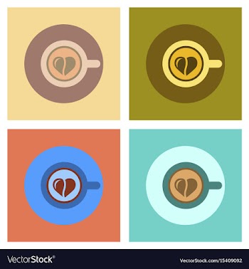 Assembly flat icons cup coffee heart vector image