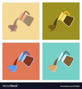 Assembly flat icons cup Coffee Maker vector image
