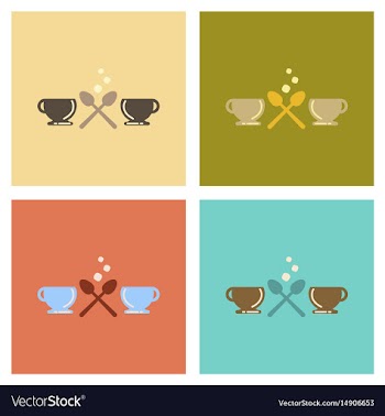 Assembly flat icons cups hot coffee vector image