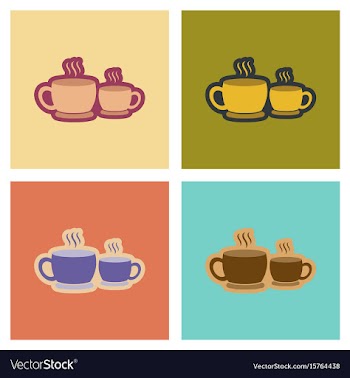 Assembly flat icons cups hot coffee vector image