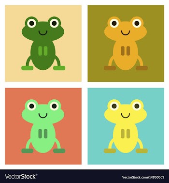 Assembly flat icons cute frog cartoon vector image