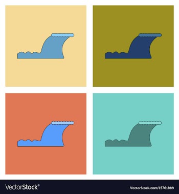 Assembly flat icons disaster tsunami vector image