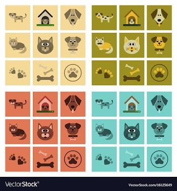 Assembly flat icons dog cats pets vector image