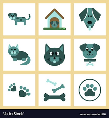 Assembly flat icons dog cats pets vector image