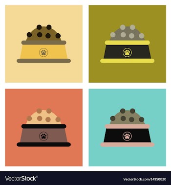 Assembly flat icons dog food bowl vector image