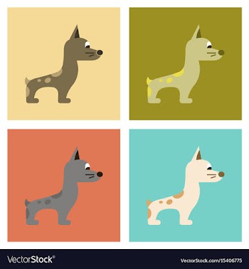 Assembly flat icons dog smiles vector image