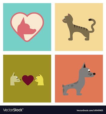Assembly flat icons dogs cats pets vector image