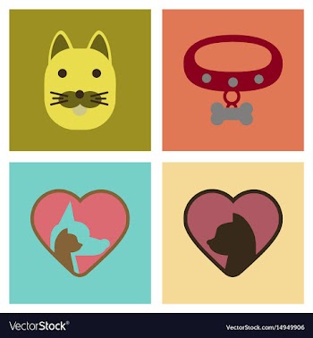 Assembly flat icons dogs cats pets vector image