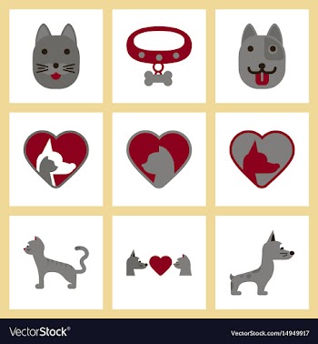 Assembly flat icons dogs cats pets vector image