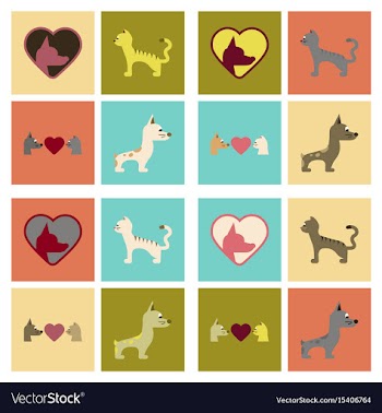Assembly flat icons dogs cats pets vector image