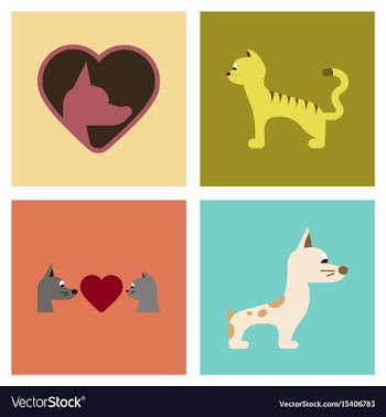 Assembly flat icons dogs cats pets vector image