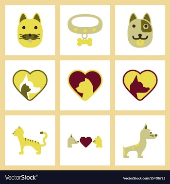 Assembly flat icons dogs cats pets vector image