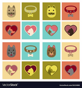 Assembly flat icons dogs cats pets vector image