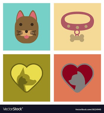 Assembly flat icons dogs cats pets vector image