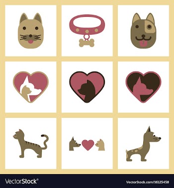 Assembly flat icons dogs cats pets vector image