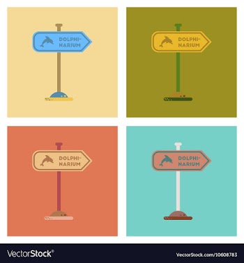Assembly flat icons dolphinarium sign vector image