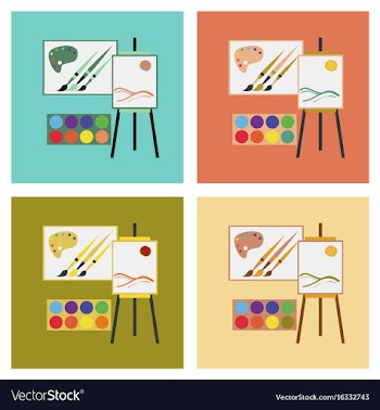 Assembly flat icons drawing lesson vector image