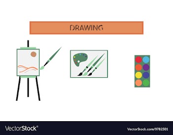 Assembly flat icons drawing lesson vector image