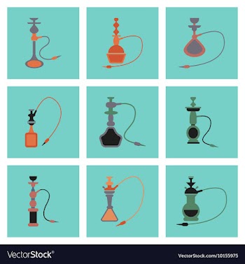 Assembly flat icons Eastern smoke hookah vector image