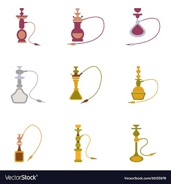 Assembly flat icons Eastern smoke hookah vector image
