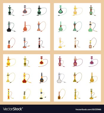 Assembly flat icons Eastern smoke hookah vector image
